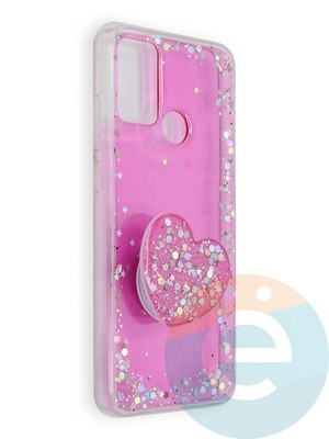 Накладка силиконовая с Поп Сокетом для Huawei Honor 9A розовая - фото 39623