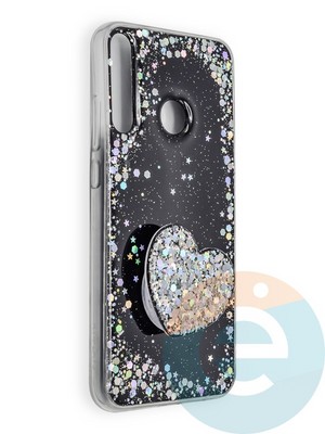 Накладка силиконовая с Поп Сокетом для Huawei Honor 9C/Y7P/P 40 Lite E розовая - фото 39628