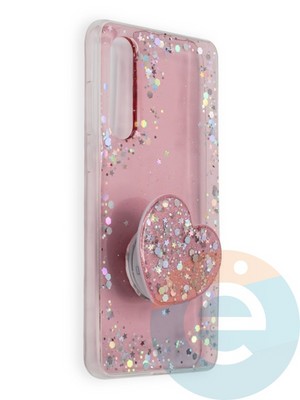 Накладка силиконовая с Поп Сокетом для Huawei P30 бирюзовая - фото 39636