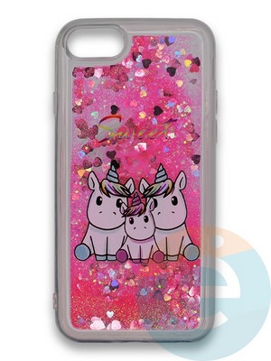 Накладка силиконовая переливашка на Apple Iphone 7/8/SE2 Семья Единорожков - фото 39694