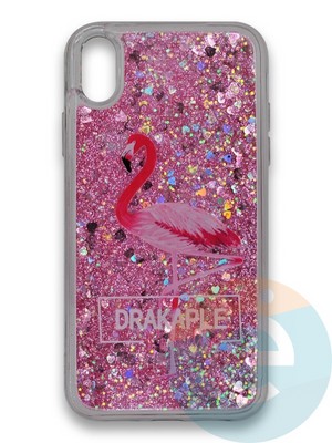 Накладка силиконовая переливашка на Apple Iphone XR Фламинго - фото 39699