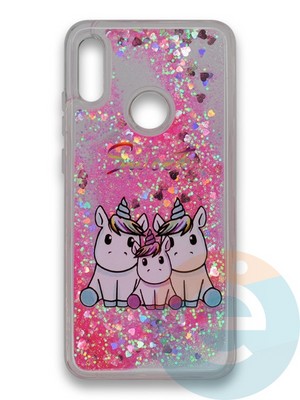 Накладка силиконовая переливашка на Huawei Honor Y6 2019/Honor 8A Семья Единорожков - фото 39744