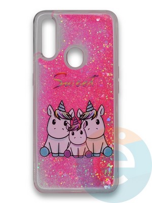 Накладка силиконовая переливашка на Oppo A31 Семья Единорожков - фото 39784