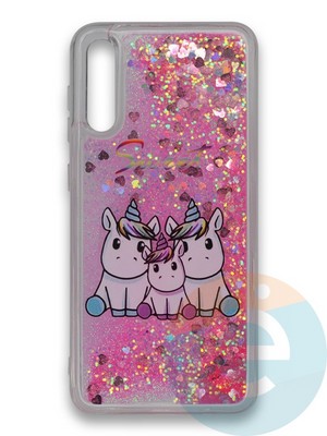 Накладка силиконовая переливашка на Samsung Galaxy A50/A30s Семья Единорожков - фото 39794