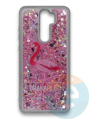 Накладка силиконовая переливашка на Xiaomi NOTE 8 PRO Фламинго - фото 39819