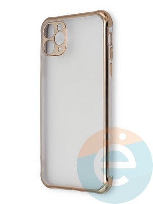 Накладка пластиковая прозрачная с золотистой окантовкой для Apple iPhone 11 Pro Max белая - фото 39859