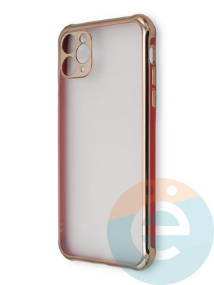 Накладка пластиковая прозрачная с золотистой окантовкой для Apple iPhone 11 Pro Max красная - фото 39861