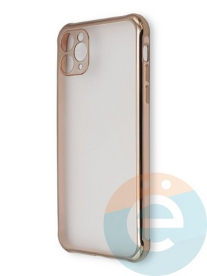 Накладка пластиковая прозрачная с золотистой окантовкой для Apple iPhone 11 Pro Max розовая - фото 39862