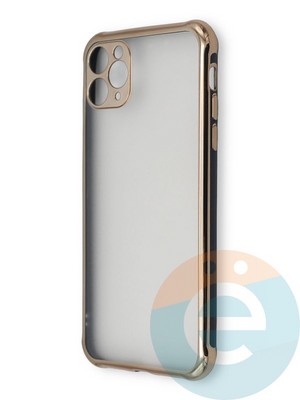 Накладка пластиковая прозрачная с золотистой окантовкой для Apple iPhone 11 Pro Max черная - фото 39864