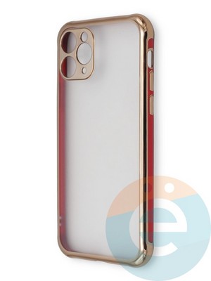 Накладка пластиковая прозрачная с золотистой окантовкой для Apple iPhone 11 Pro красная - фото 39867