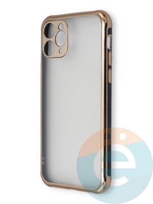 Накладка пластиковая прозрачная с золотистой окантовкой для Apple iPhone 11 Pro черная - фото 39870