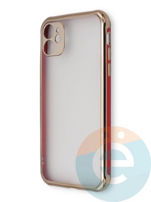 Накладка пластиковая прозрачная с золотистой окантовкой для Apple iPhone 11 красная - фото 39873