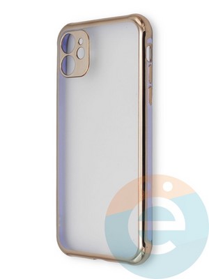 Накладка пластиковая прозрачная с золотистой окантовкой для Apple iPhone 11 сиреневая - фото 39875