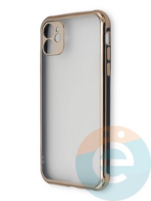 Накладка пластиковая прозрачная с золотистой окантовкой для Apple iPhone 11 черная - фото 39876
