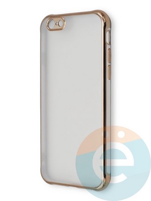 Накладка пластиковая прозрачная с золотистой окантовкой для Apple iPhone 6/6s белая - фото 39877