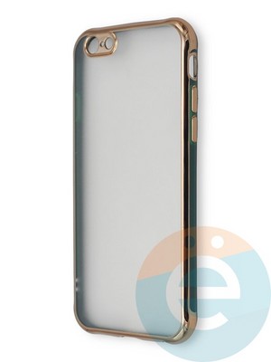 Накладка пластиковая прозрачная с золотистой окантовкой для Apple iPhone 6/6s зеленая - фото 39878