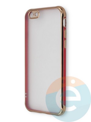 Накладка пластиковая прозрачная с золотистой окантовкой для Apple iPhone 6/6s красная - фото 39879