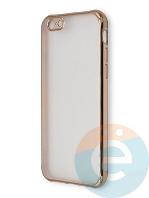Накладка пластиковая прозрачная с золотистой окантовкой для Apple iPhone 6/6s розовая - фото 39880