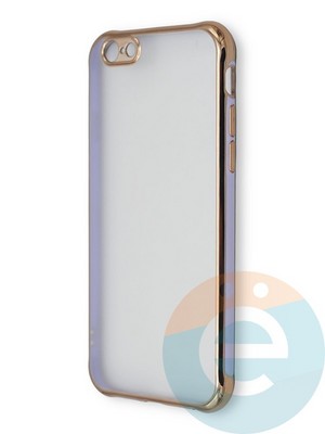Накладка пластиковая прозрачная с золотистой окантовкой для Apple iPhone 6/6s сиреневая - фото 39881