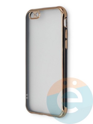 Накладка пластиковая прозрачная с золотистой окантовкой для Apple iPhone 6/6s черная - фото 39882