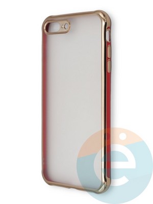 Накладка пластиковая прозрачная с золотистой окантовкой для Apple iPhone 7/8 Plus красная - фото 39885