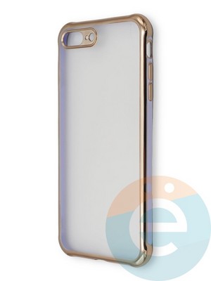 Накладка пластиковая прозрачная с золотистой окантовкой для Apple iPhone 7/8 Plus сиреневая - фото 39887