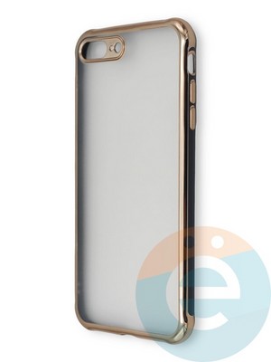 Накладка пластиковая прозрачная с золотистой окантовкой для Apple iPhone 7/8 Plus черная - фото 39888