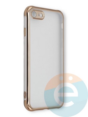 Накладка пластиковая прозрачная с золотистой окантовкой для Apple iPhone 7/8 белая - фото 39889