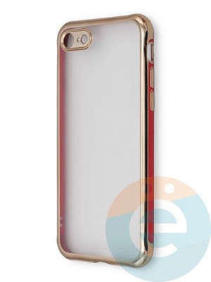 Накладка пластиковая прозрачная с золотистой окантовкой для Apple iPhone 7/8 красная - фото 39891
