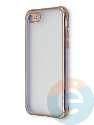 Накладка пластиковая прозрачная с золотистой окантовкой для Apple iPhone 7/8 сиреневая - фото 39893