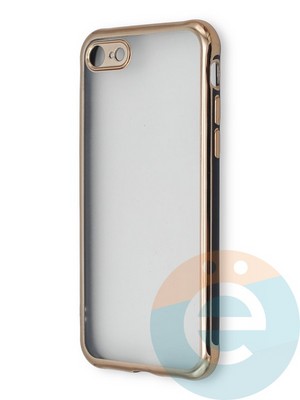 Накладка пластиковая прозрачная с золотистой окантовкой для Apple iPhone 7/8 черная - фото 39894