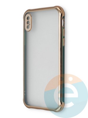 Накладка пластиковая прозрачная с золотистой окантовкой для Apple iPhone X/Xs зеленая - фото 39896