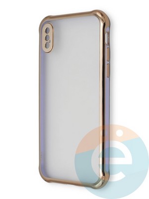 Накладка пластиковая прозрачная с золотистой окантовкой для Apple iPhone X/Xs сиреневая - фото 39899