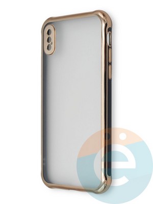 Накладка пластиковая прозрачная с золотистой окантовкой для Apple iPhone X/Xs черная - фото 39900