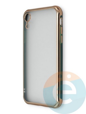 Накладка пластиковая прозрачная с золотистой окантовкой для Apple iPhone Xr зеленая - фото 39902