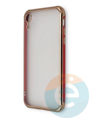 Накладка пластиковая прозрачная с золотистой окантовкой для Apple iPhone Xr красная - фото 39903