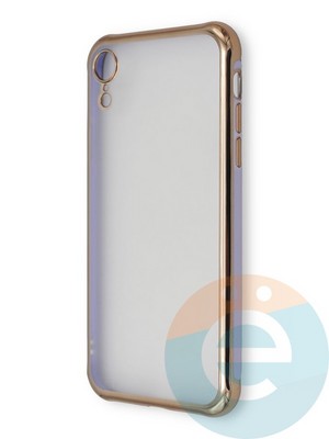 Накладка пластиковая прозрачная с золотистой окантовкой для Apple iPhone Xr сиреневая - фото 39905