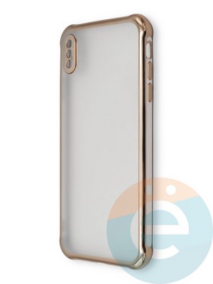 Накладка пластиковая прозрачная с золотистой окантовкой для Apple iPhone Xs Max белая - фото 39906