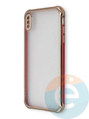 Накладка пластиковая прозрачная с золотистой окантовкой для Apple iPhone Xs Max красная - фото 39908