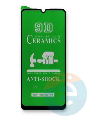 Защитное стекло Ceramics (в упаковке) для Huawei Honor 9A черное - фото 39923