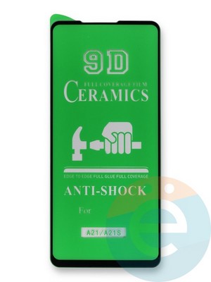 Защитное стекло Ceramics (в упаковке) для Samsung Galaxy A21 черное - фото 39929