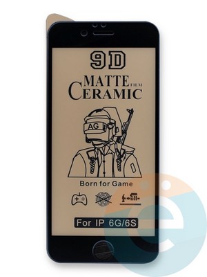 Защитное стекло Ceramics Matte (без упаковки) для Apple iPhone 6/6S черное - фото 45160