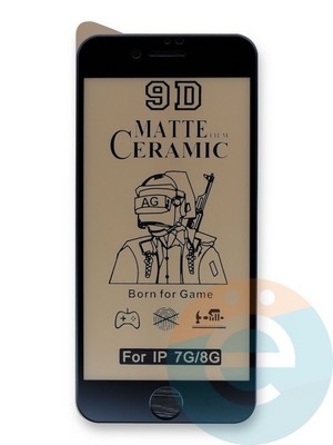Защитное стекло Ceramics Matte (без упаковки) для Apple iPhone 7/8/SE2 черное - фото 45164