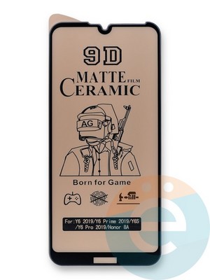 Защитное стекло Ceramics Matte (в упаковке) для Huawei Y6S черное - фото 39952