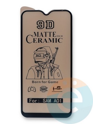Защитное стекло Ceramics Matte (без упаковки) для Samsung Galaxy A01 черное - фото 45214
