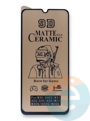 Защитное стекло Ceramics Matte (без упаковки) для Samsung Galaxy A50/A30/A20/40S/A50S/M30/M30S черное - фото 45221