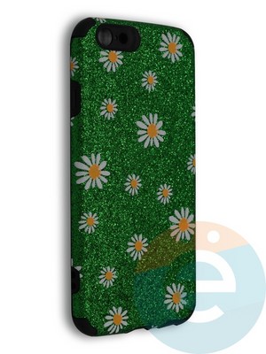 Накладка силиконовая с ромашками для Apple iPhone 6/6S зеленая - фото 40090