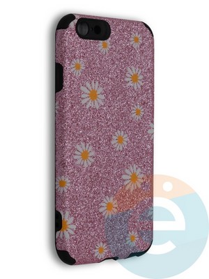 Накладка силиконовая с ромашками для Apple iPhone 6/6S розовая - фото 40093