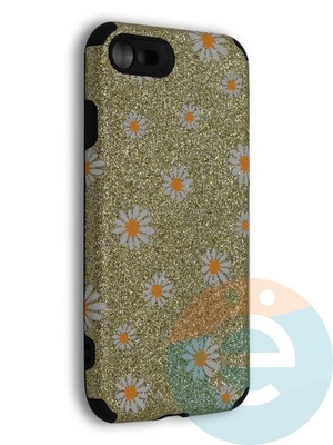Накладка силиконовая с ромашками для Apple iPhone 7/8/SE2 золотистая - фото 40098