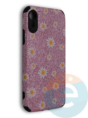 Накладка силиконовая с ромашками для Apple iPhone XR розовая - фото 40107